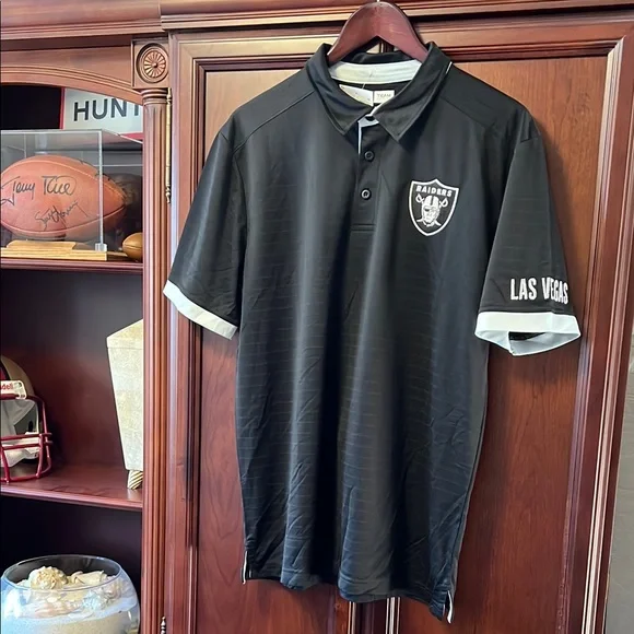 Brand New NFL Team Apparel Las Vegas Raiders Black & Silver Polo Sports Shirt! - Picture 5 of 12